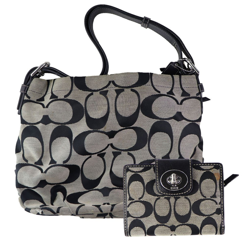Coach Purse Shoulder Bag and Wallet Set - Beige / Black - Coach Logos - Coach - Simple Cell Shop, Free shipping from Maryland!