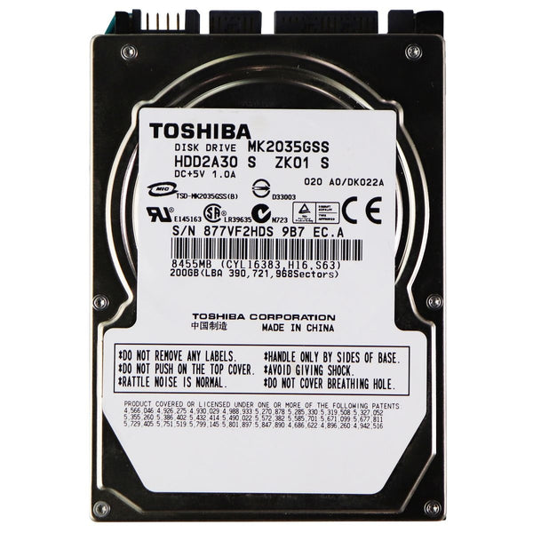 Toshiba (200GB) 2.5 SATA HDD 4200RPM Hard Drive (MK2035GSS) - Toshiba - Simple Cell Shop, Free shipping from Maryland!