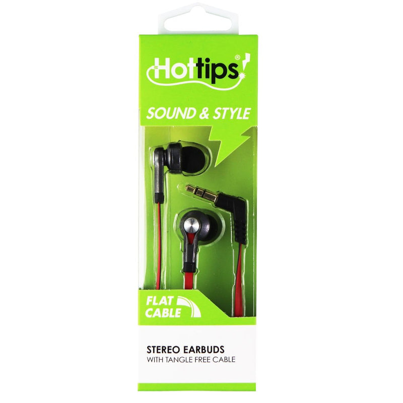 Hottips Sound & Style Stereo Earbuds with Flat Tangle Free Cable - Red/Black - Hottips - Simple Cell Shop, Free shipping from Maryland!