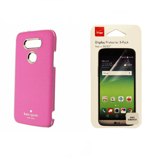 Kate Spade Pink Case and Verizon Screen Protector 3-Pack for LG G5 - Kate Spade - Simple Cell Shop, Free shipping from Maryland!