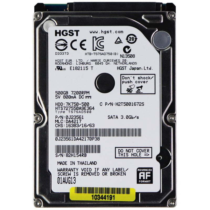 HGST (500GB) 2.5 SATA HDD 7200RPM Hard Drive (7K750-500 / HTS727550A9E364) - HGST - Simple Cell Shop, Free shipping from Maryland!
