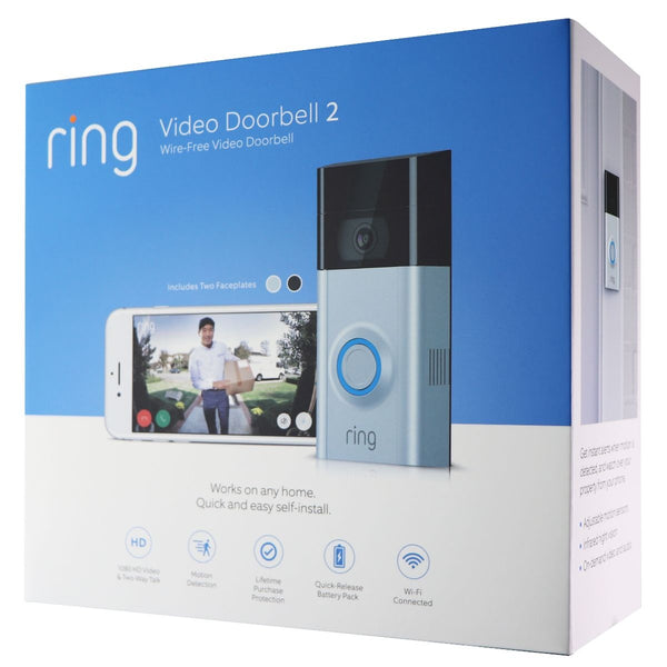 Ring - Video Doorbell 2 - Satin / Nickel (8VR1S7-0EN0) WiFi - 1080p - 2 Way Talk - Ring - Simple Cell Shop, Free shipping from Maryland!
