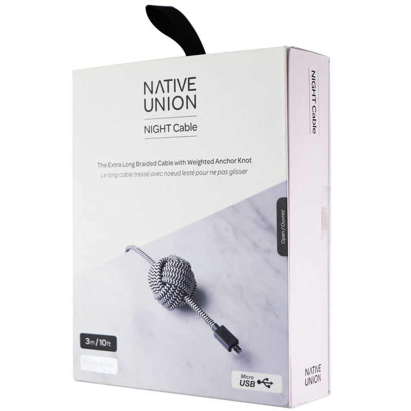 Native Union (NCABLE-MUSB-ZEB) Night Cable - USB to Micro USB cable 3 m - Zebra - Native Union - Simple Cell Shop, Free shipping from Maryland!