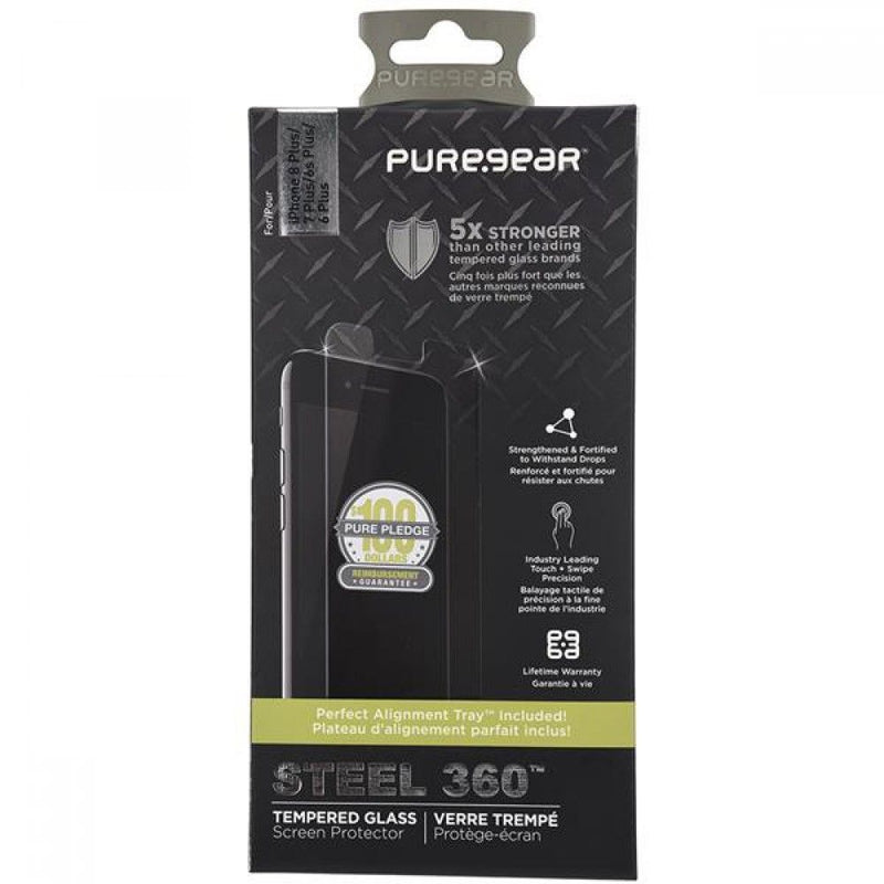 PureGear Steel 360 Tempered Glass for iPhone 8 Plus & iPhone 7 Plus