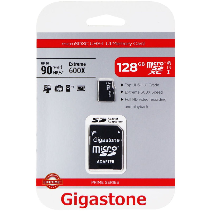 Gigastone 128GB Micro SD Card with Adapter - 90 MB/s Read - Black - Gigastone - Simple Cell Shop, Free shipping from Maryland!