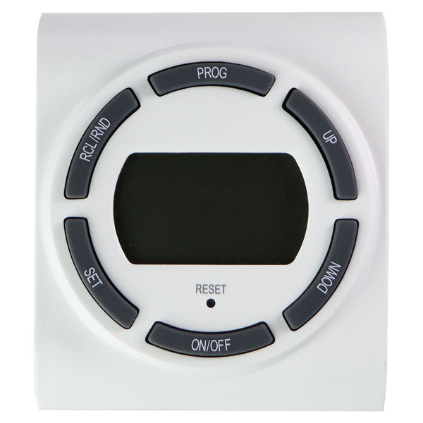 15 Amp 7-Day Indoor Plug-In SunSmart Digital Timer w/ 2-Grounded Outlets - White - Defiant - Simple Cell Shop, Free shipping from Maryland!