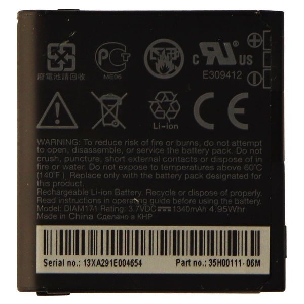 HTC DIAM171 3.7v 1340mAh Lithium Ion Battery for HTC Touch Pro Fuze - Black - HTC - Simple Cell Shop, Free shipping from Maryland!