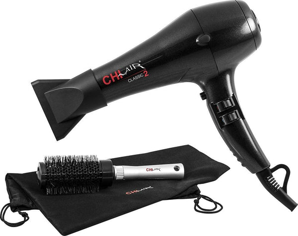 CHI Air Classic 2 Ceramic Hair Dryer + Bristle Brush & Pouch - Onyx Black - Chi - Simple Cell Shop, Free shipping from Maryland!