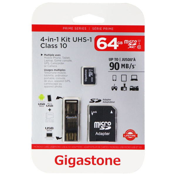 Gigastone Prime Series microSDXC Card (4-in-1) Kit - (64GB / 90MB/s) - Gigastone - Simple Cell Shop, Free shipping from Maryland!