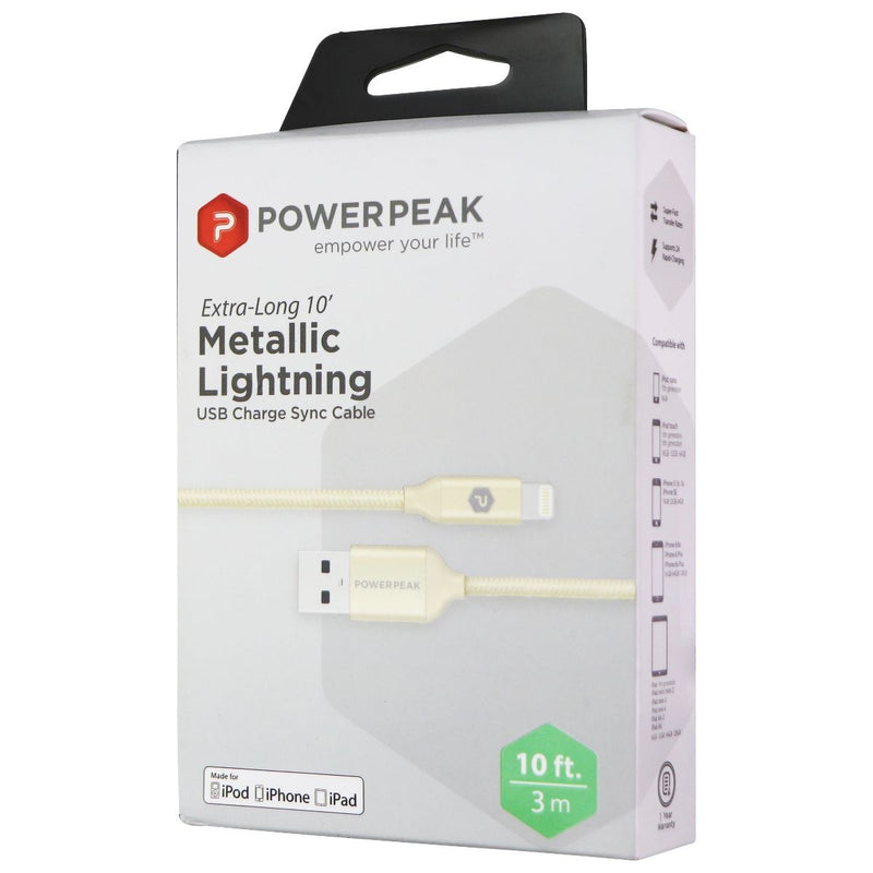 PowerPeak 10-Ft Braided USB Cable for iPhones - Gold - PowerPeak - Simple Cell Shop, Free shipping from Maryland!
