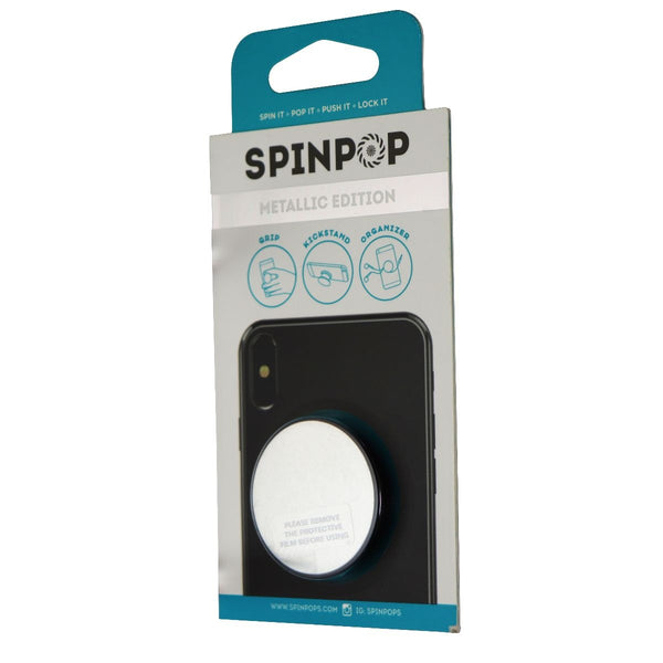 SpinPop Metallic Edition Grip and Stand for Phones - Metallic Silver - SpinPop - Simple Cell Shop, Free shipping from Maryland!
