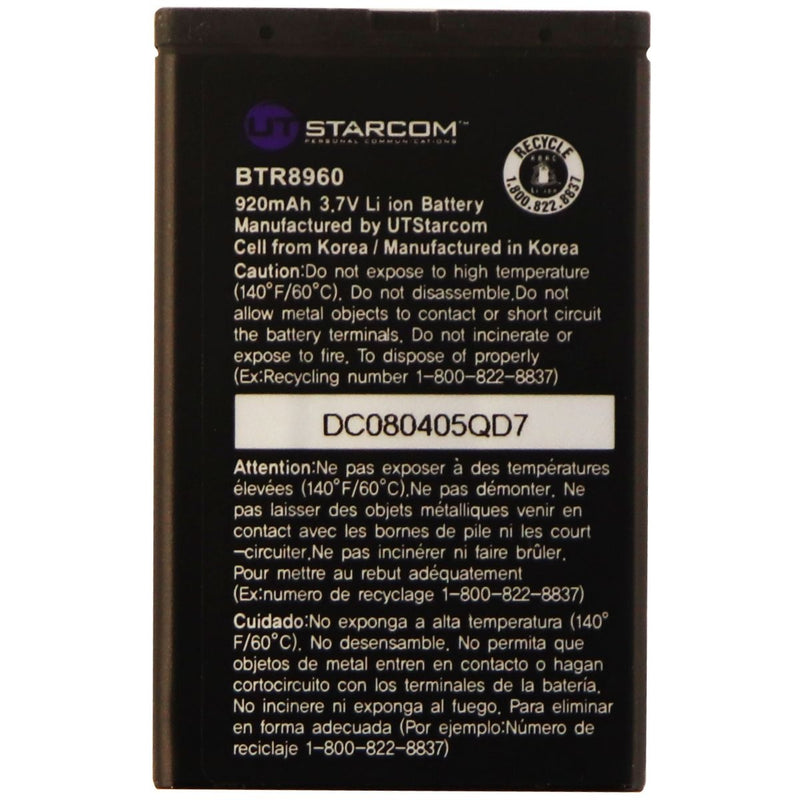 UTStarcom Li-ion Rechargeable 920mAh OEM Battery (BTR8960) 3.7V - UTStarcom - Simple Cell Shop, Free shipping from Maryland!