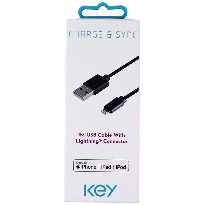 Key ( CDSL10053BLKA ) 3.3Ft Charge and Sync Cable for iPhones - Black - Key - Simple Cell Shop, Free shipping from Maryland!