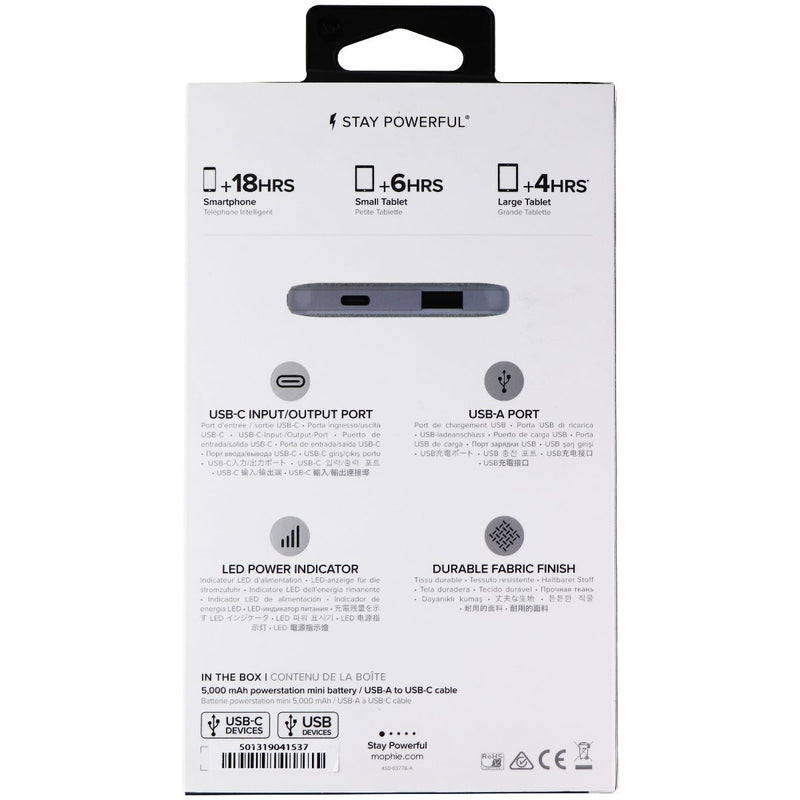 Mophie Powerstation Mini 5,000 mAh Battery with USB-C & USB-A Ports - Gray - Mophie - Simple Cell Shop, Free shipping from Maryland!