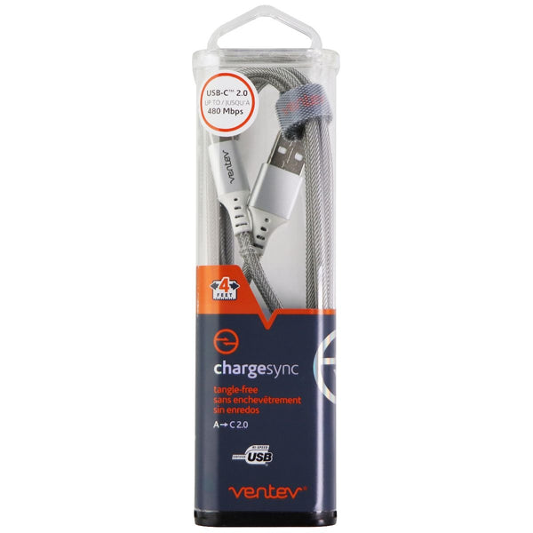 Ventev 4-Foot ChargeSync Alloy (USB-C) to USB Braided Cable - Silver - Ventev - Simple Cell Shop, Free shipping from Maryland!