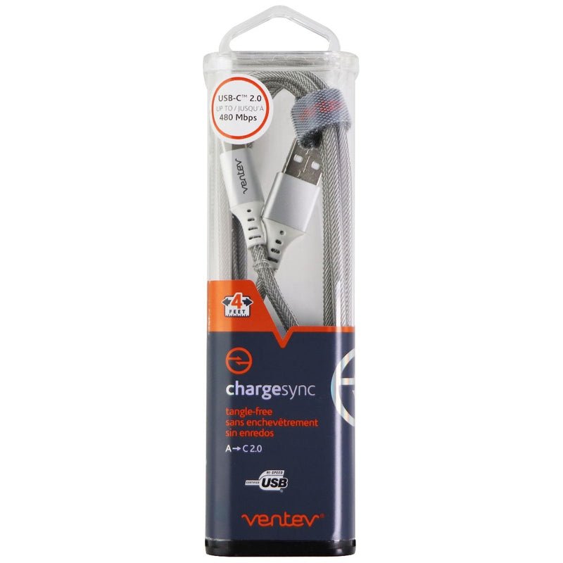 Ventev 4-Foot ChargeSync Alloy (USB-C) to USB Braided Cable - Silver - Ventev - Simple Cell Shop, Free shipping from Maryland!