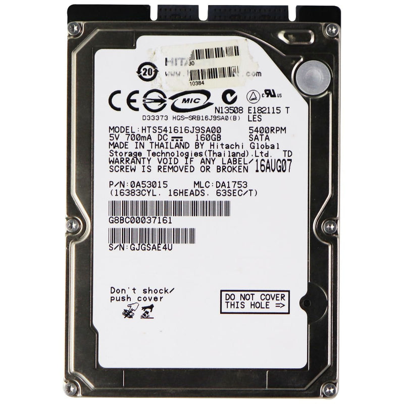 Hitachi (160GB) 2.5 SATA Hard Drive (HTS541616J9SA00) - Hitachi - Simple Cell Shop, Free shipping from Maryland!