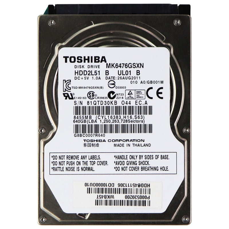 Toshiba (640GB) 2.5 SATA HDD Hard Drive 5400RPM (MK6476GSNX) - Toshiba - Simple Cell Shop, Free shipping from Maryland!