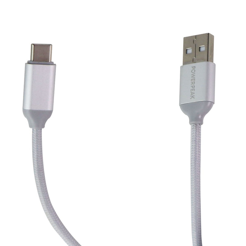 PowerPeak 10ft. Braided Nylon (USB) to (USB-C) Charge & Sync Cable - Silver - PowerPeak - Simple Cell Shop, Free shipping from Maryland!
