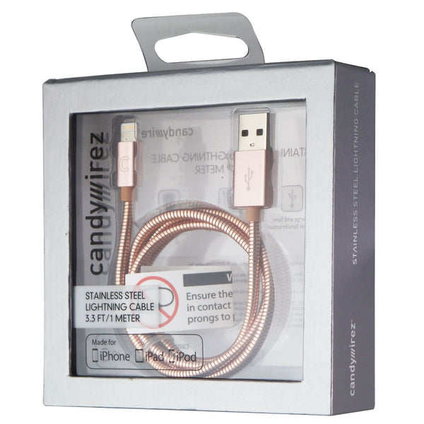 Candywirez 3.3-Ft Stainless Steel USB Charge/Sync MFi Cable for Apple -Rose Gold - Candywirez - Simple Cell Shop, Free shipping from Maryland!