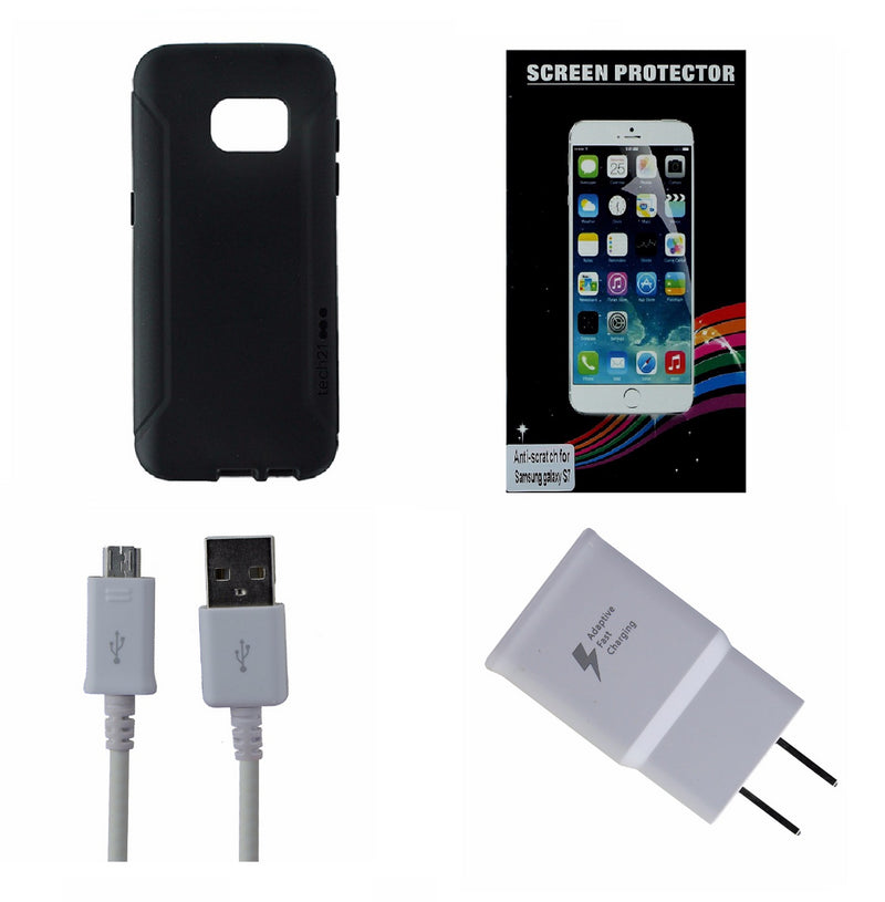 OEM Cable & Adapter + Screen Protector KIT w/ Black Tech21 Tactical Case for S7 - Unbranded - Simple Cell Shop, Free shipping from Maryland!