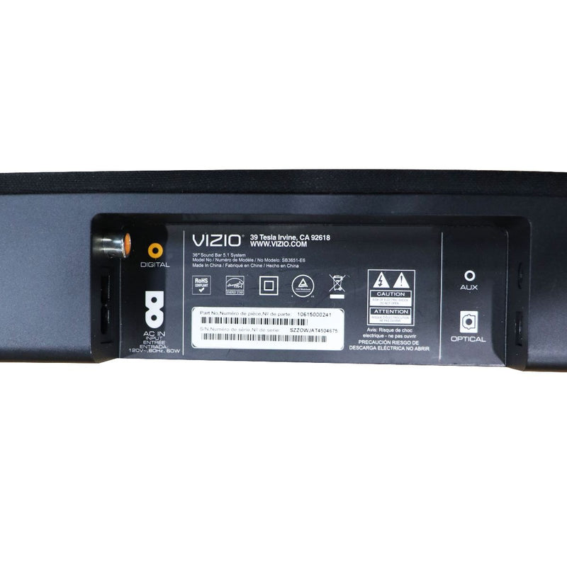 Vizio Soundbar (SB3651-E6 / 10615000241) Soundbar ONLY - Black/Silver - Vizio - Simple Cell Shop, Free shipping from Maryland!