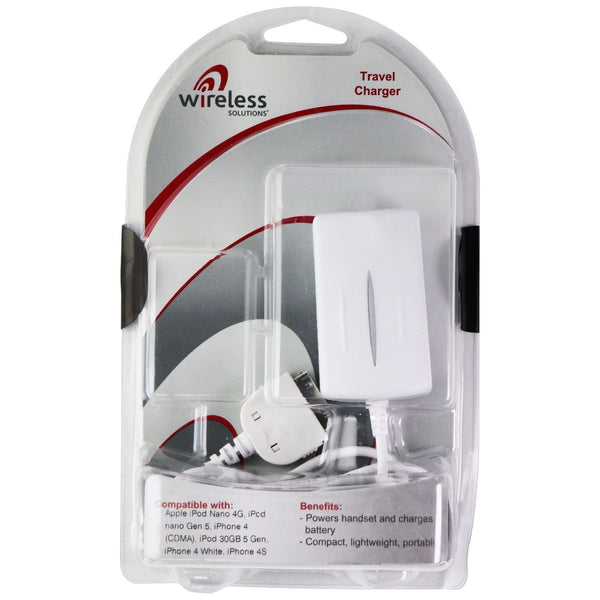 Wireless Solutions Travel AC Charger for Apple 30-pin Devices - White - Wireless Solution - Simple Cell Shop, Free shipping from Maryland!