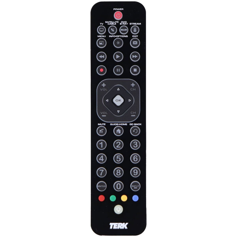 TERK Universal Remote (TKRTBL04B) for TV / Cable / B Ray / Stream Units - Black - TERK - Simple Cell Shop, Free shipping from Maryland!