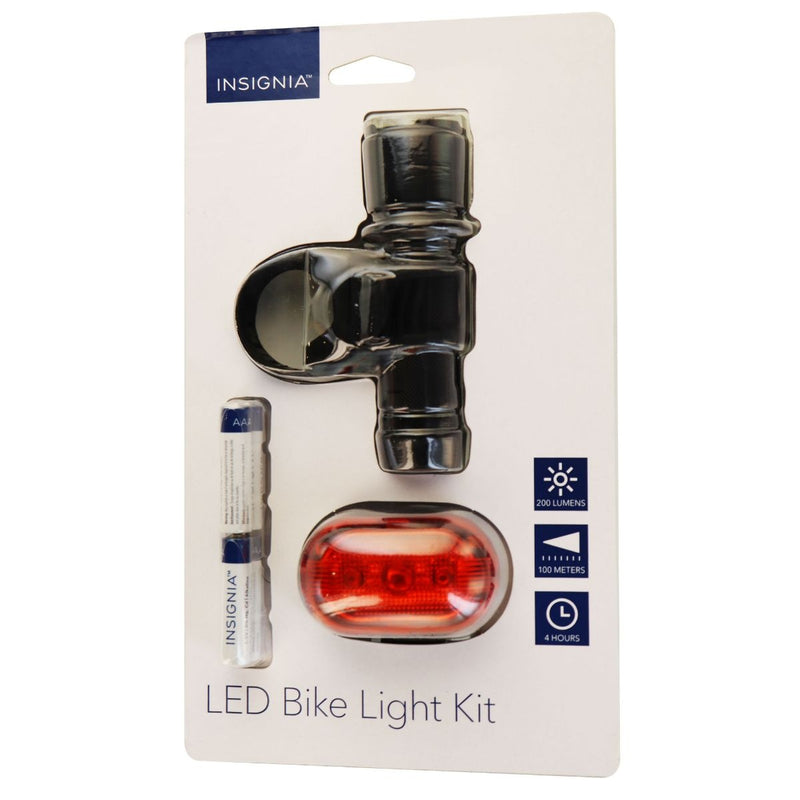 Insignia 200 Lumen LED Bike Light Kit with Front Light / Tail Light - Black/Red - Insignia - Simple Cell Shop, Free shipping from Maryland!