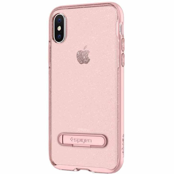 Spigen Crystal Hybrid Glitter Case w/ Kickstand for iPhone X - Transparent Pink - Spigen - Simple Cell Shop, Free shipping from Maryland!