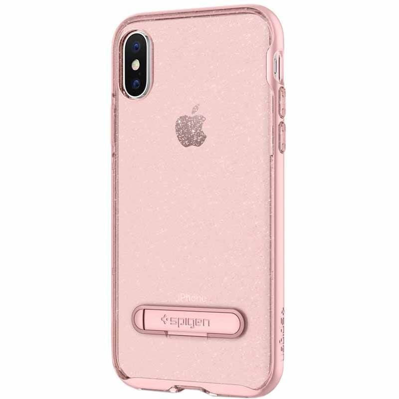 Spigen Crystal Hybrid Glitter Case w/ Kickstand for iPhone X - Transparent Pink - Spigen - Simple Cell Shop, Free shipping from Maryland!