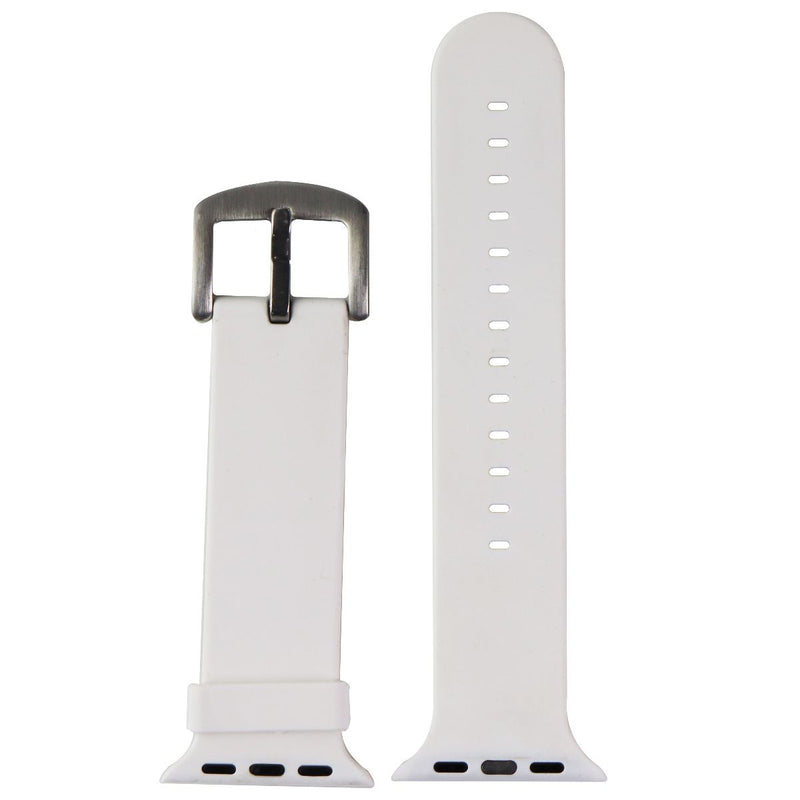 40mm Silicone Band for Apple Watch All Series 40 & 38mm Cases - White/Silver - Unbranded - Simple Cell Shop, Free shipping from Maryland!