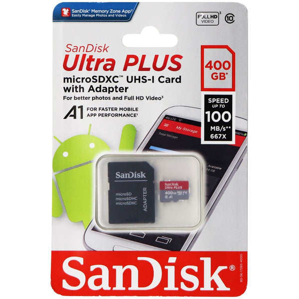 SanDisk Ultra Plus microSDXC UHS-1 Card with Adapter 100MB/s / 400GB - SanDisk - Simple Cell Shop, Free shipping from Maryland!