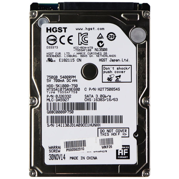 HGST (750GB) 2.5 SATA HDD 5400RPM Hard Drive (5K1000-750 / HTS541075A9E680) - HGST - Simple Cell Shop, Free shipping from Maryland!