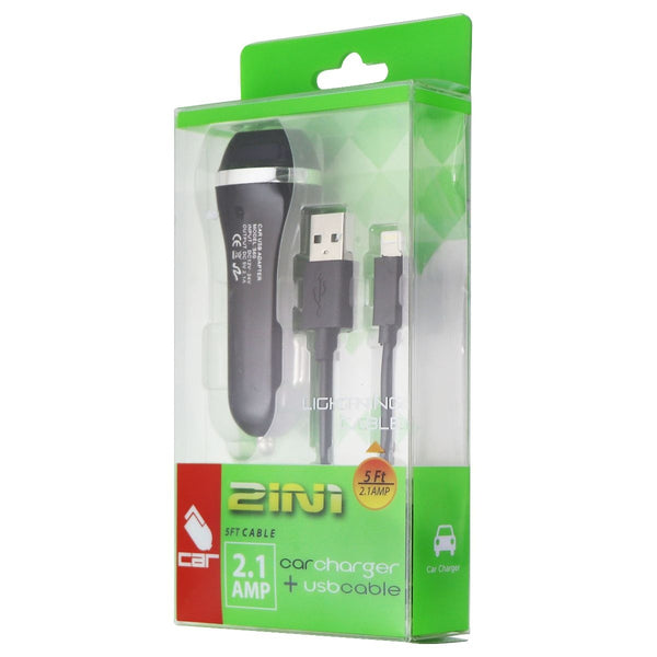 NEM (2.1A) Single USB Car Charging Adapter with 5-Ft Cable for iPhones - Black - NEM - Simple Cell Shop, Free shipping from Maryland!