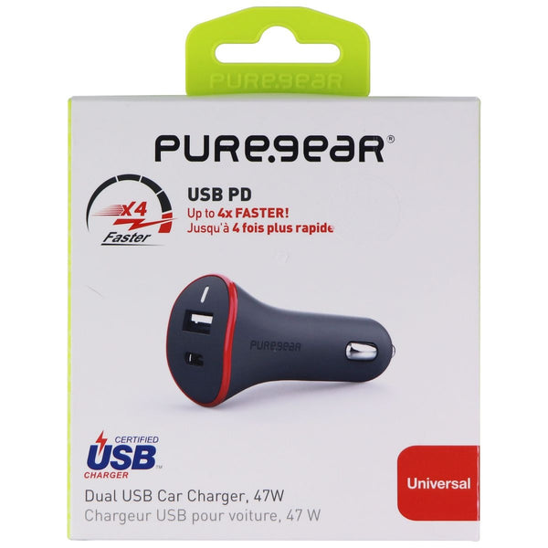 PureGear 47W Dual USB Car Charger with USB-C Port - Black/Red (61690PG) - PureGear - Simple Cell Shop, Free shipping from Maryland!