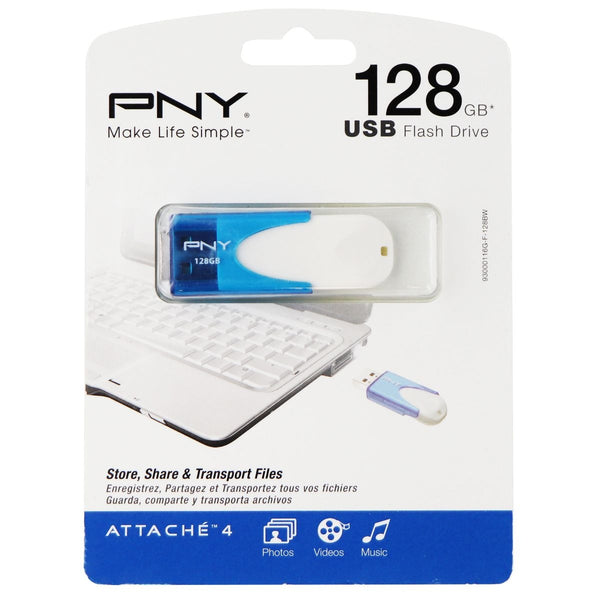 PNY Attaché 4 128GB USB 2.0 Flash Drive - Blue / White - P-FD128ATT4BW-GE - PNY - Simple Cell Shop, Free shipping from Maryland!