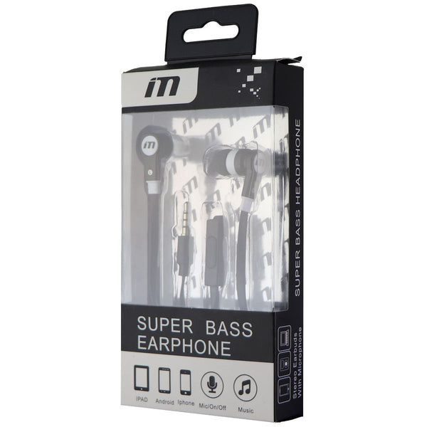 iM Super Bass Earphone 3.5mm Wired Headphones with Mic - Black / White - iM - Simple Cell Shop, Free shipping from Maryland!
