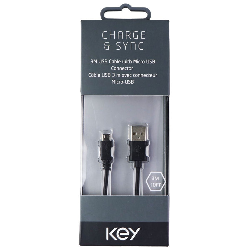 Key ( CDSM30058BLK ) 10Ft Charge & Sync USB Cable for Micro USB Devices - Black - Key - Simple Cell Shop, Free shipping from Maryland!