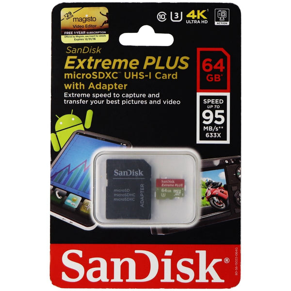 Sandisk Extreme Plus microSDXC UHS-1 Card with Adapter 64GB / 95MB/s - SanDisk - Simple Cell Shop, Free shipping from Maryland!