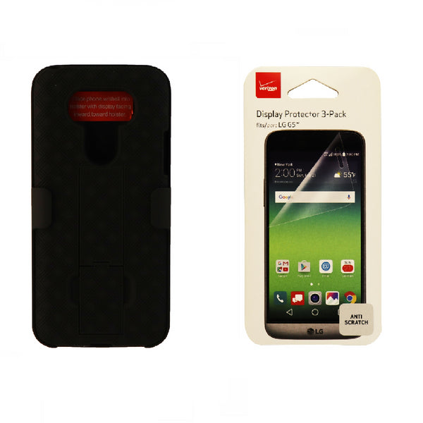 Verizon Black Hardshell Case w/ Belt Holster and Screen Protector Pack for LG G5 - Verizon - Simple Cell Shop, Free shipping from Maryland!