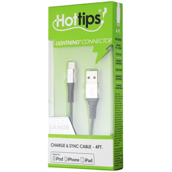 Hottips 4Ft Charge and Sync Cable for iPhones - Silver/Black - Hottips - Simple Cell Shop, Free shipping from Maryland!