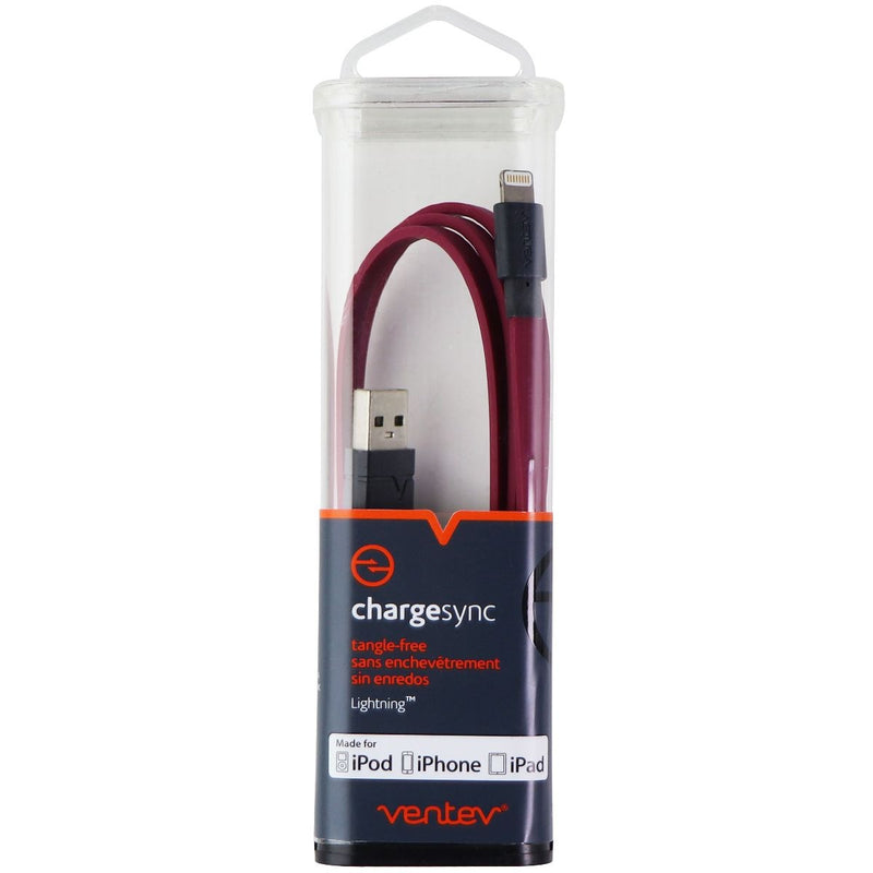 Ventev 3.3-Foot USB Charge and Sync Flat Cable for iPhones - Maroon/Gray - Ventev - Simple Cell Shop, Free shipping from Maryland!