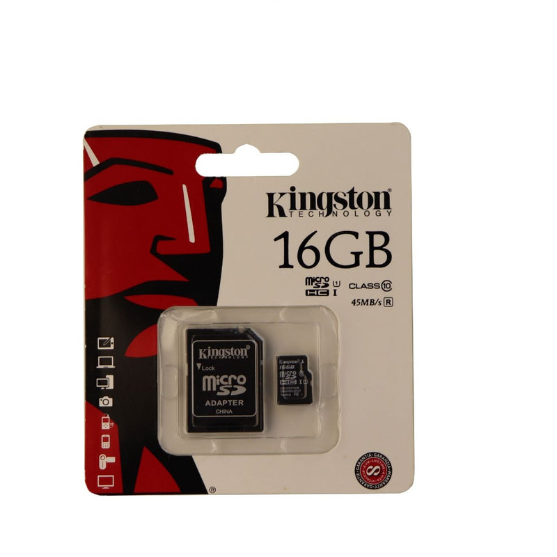 Kingston Digital 16GB microSDHC Class 10 UHS-I 45MB/s Read Card with SD Adapter - Kingston - Simple Cell Shop, Free shipping from Maryland!