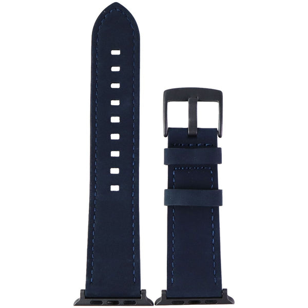 Platinum Soft Leather Watch Strap for Apple Watch 42mm and 44mm - Navy/Blue - Platinum - Simple Cell Shop, Free shipping from Maryland!
