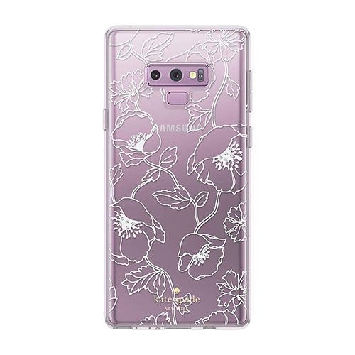 Kate Spade Hybrid Case for the Galaxy Note 9 - Clear / White Floral w/ Gems - Kate Spade - Simple Cell Shop, Free shipping from Maryland!
