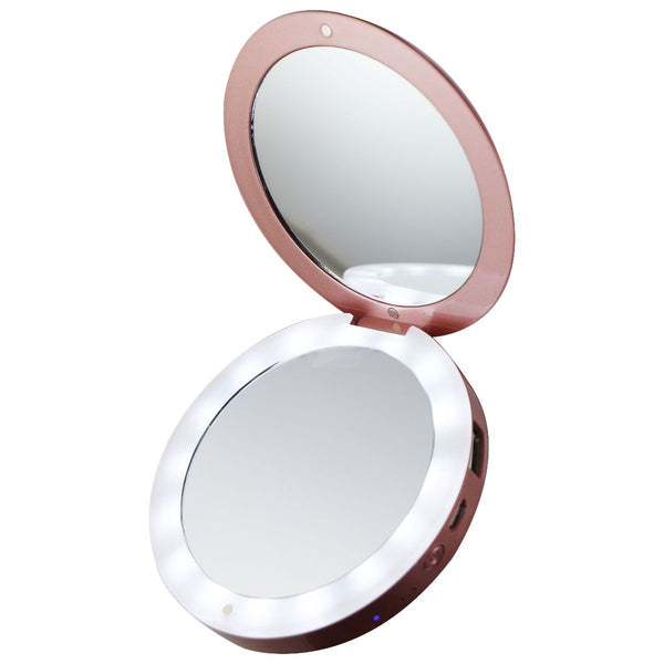 Shinngo 3,000mAh Portable Charger / Compact LED Vanity Mirror - Rose Gold - Shinngo - Simple Cell Shop, Free shipping from Maryland!