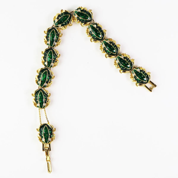 Green Enamel Frog Slide Link Bracelet - Gold / Green (Approx 7.5-inches) - Unbranded - Simple Cell Shop, Free shipping from Maryland!
