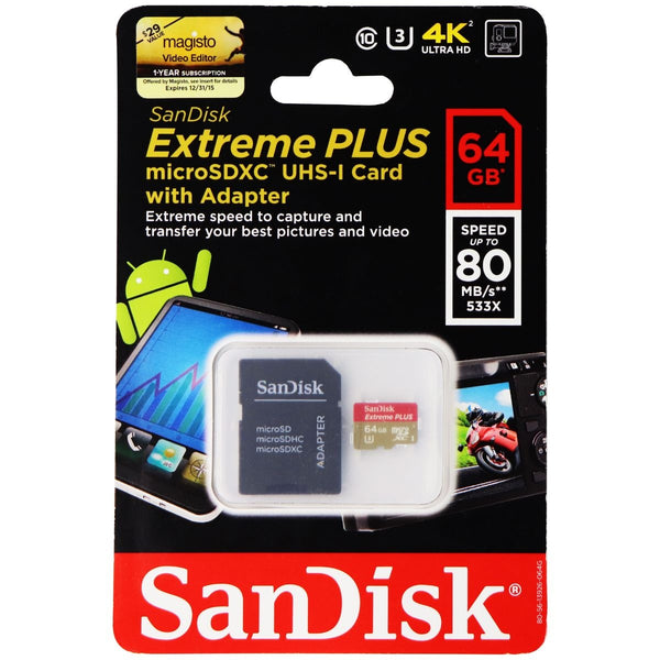 SanDisk Extreme Plus 64GB microSDCX UHS-3 Card with Adapter - 80MB/s - SanDisk - Simple Cell Shop, Free shipping from Maryland!