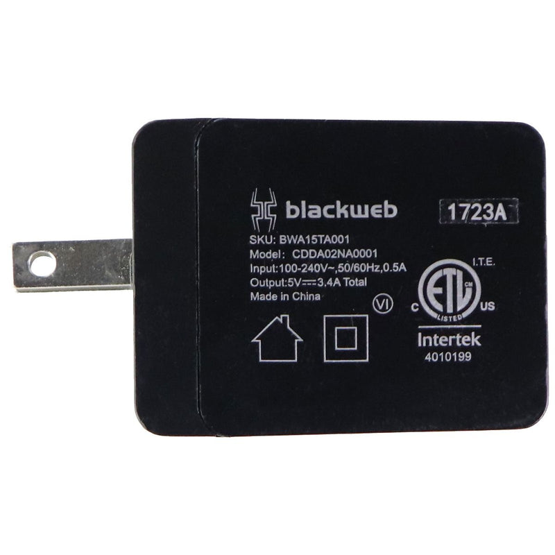 Blackweb (5V/3.4A) Dual USB Wall Charger/Adapter - Black (BWA15TA001) - BlackWeb - Simple Cell Shop, Free shipping from Maryland!